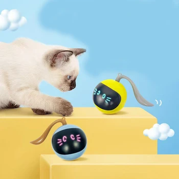 Automático Teaser Gato Bola Gato Inteligente Brinquedo Interativo Elétrica Bola Pulando De Auto Rotação De Bola Rolando Para Pet Gatinho Cão