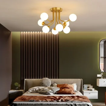 Deluxe bola de vidro lustre de LED é utilizado para jantar, de estar e quarto, casa moderna decoração, instalação simples, G9 cobre