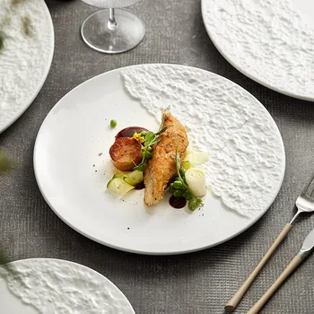 Estilo europeu retro bife de chapa de cerâmica comida Ocidental prato prato prato criativo hotel de mesa em alto-relevo prato prato prato de macarrão