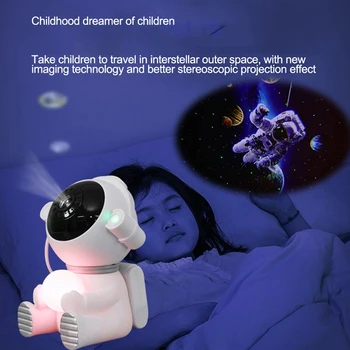 Estrela Projector Nebulosa Galaxy Lâmpada Com 360Degree de Rotação da Cabeça do Astronauta Noite de Luzes Para Decoração de Quarto de Crianças Estrelado Lâmpadas