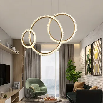 LED Moderna e minimalista de vidro, anel de lustre de cristal Nórdicos luxo personalidade criativa sala de jantar lâmpada