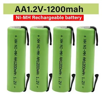 1.2 V AA 1200mah bateria recarregável de nimh célula Verde shell com solda de guias para a Philips máquina de barbear eléctrica de barbear escova de dentes