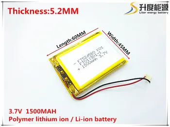 2pcs [SD] 3,7 V,1500mAH,[524560] Polímero de lítio ion / Li-íon da bateria para o BRINQUEDO,BANCO de POTÊNCIA,GPS,mp3,mp4,telefone celular,alto-falante