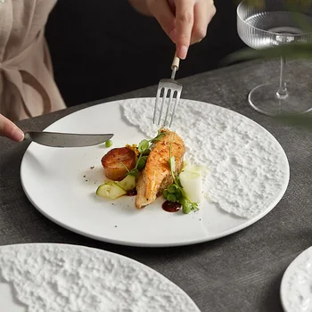 Estilo europeu retro bife de chapa de cerâmica comida Ocidental prato prato prato criativo hotel de mesa em alto-relevo prato prato prato de macarrão
