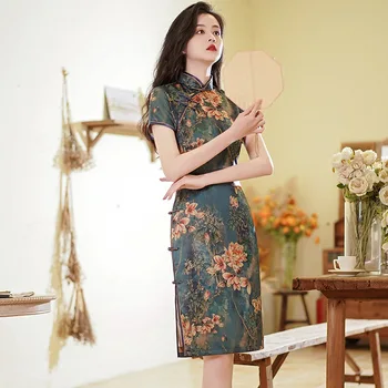 Verão 2023 Melhorado Cheongsam Moda Moderna Meninas de Vestido Plus Retro Trajes de Estilo Chinês, Vestido de Noite para as Mulheres Qipao