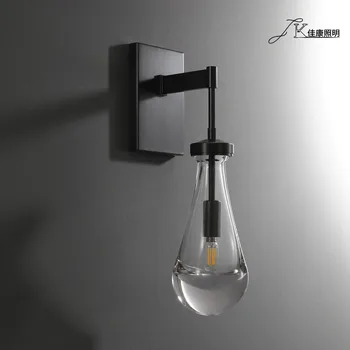 Cristal da lâmpada de parede do quarto de luz da lâmpada de luxo Americano moderno, criativo gota de água arte corredor, sala de estar decorativa lâmpada