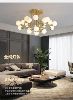 Deluxe bola de vidro lustre de LED é utilizado para jantar, de estar e quarto, casa moderna decoração, instalação simples, G9 cobre