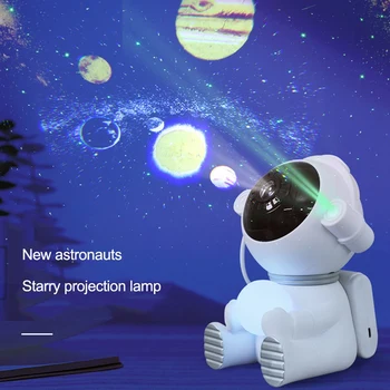 Estrela Projector Nebulosa Galaxy Lâmpada Com 360Degree de Rotação da Cabeça do Astronauta Noite de Luzes Para Decoração de Quarto de Crianças Estrelado Lâmpadas