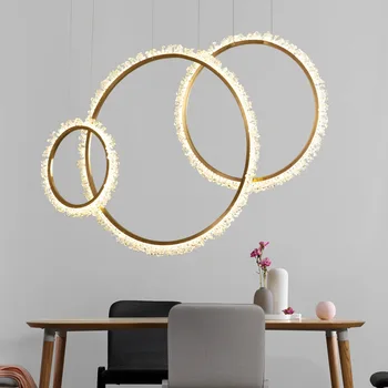 LED Moderna e minimalista de vidro, anel de lustre de cristal Nórdicos luxo personalidade criativa sala de jantar lâmpada