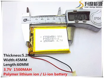 2pcs [SD] 3,7 V,1500mAH,[524560] Polímero de lítio ion / Li-íon da bateria para o BRINQUEDO,BANCO de POTÊNCIA,GPS,mp3,mp4,telefone celular,alto-falante