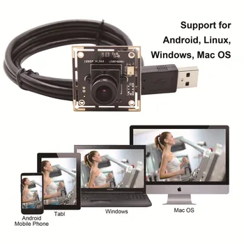 ELP Fonte da Fábrica Full HD Webcam Módulo 1080P H. 264 Baixa iluminação IMX323 Câmara Web USB da Placa Com 2,8 milímetros lente Grande Angular