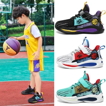 Nova Moda para Crianças, Tênis de Basquete Para os Meninos do Não-deslizamento de Crianças Sapatos de Desporto Leve Exterior Garoto Tênis Formadores de Calçado