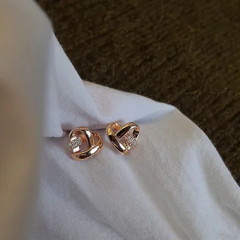 O Coreano Moda Coração De Cristal Brincos Para Mulheres Meninas Elegantes Jóia De Cristal Ouvido Anéis De Senhora Brincos De Presente