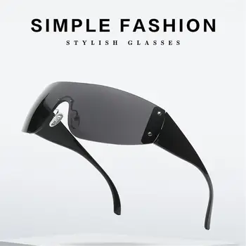 Um Pedaço de Y2K Óculos de sol para Mulheres, Homens da Moda sem aro Estrela Punk Óculos Oversized Envoltório em Torno de Tons de 2000 UV400 Óculos