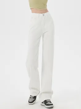 ZHISILAO Novo Grande Perna de calça Jeans Reta Mulheres Retro Clássico Namorado Algodão Comprimento Total Denim, Calças de 2023 Streetwear