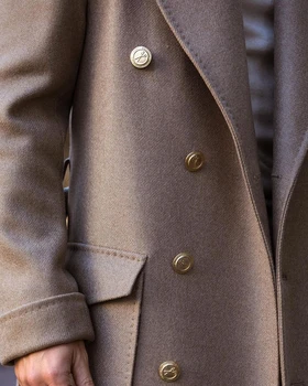 Moda Casual De Lã Casaco Homens Grosso Feito-Breasted Dobro De Comprimento Longo Casaco De Inverno Casaco Quente