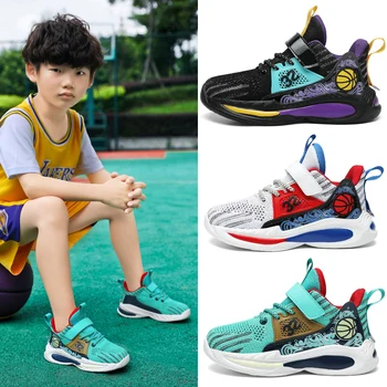 Nova Moda para Crianças, Tênis de Basquete Para os Meninos do Não-deslizamento de Crianças Sapatos de Desporto Leve Exterior Garoto Tênis Formadores de Calçado