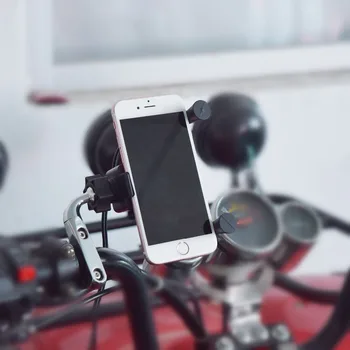 A livre Rotação Universal Motocicleta pega o Telefone Móvel Aderência da Montagem 2.1 com UM Carregador USB para Celulares, GPS