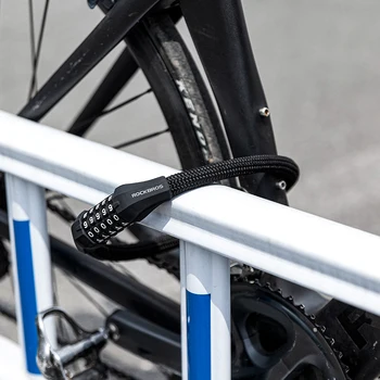 ROCKBROS de fechamento da Bicicleta da Liga do Zinco Engrossar Senha Cilindro de Elasticidade ABS de Bloqueio Anti-roubo Macia, Ultra-leve de Malha de Acessórios de Moto