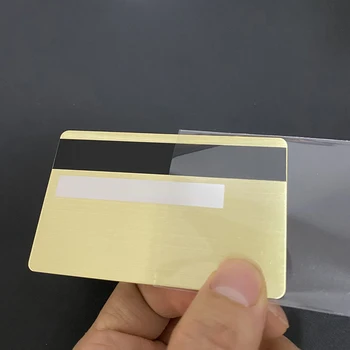 Venda quente 0.8 MM em Aço Inoxidável 4442 Chip de Fenda de Ouro polido Metal Cartão em Branco Com Tarja Magnética