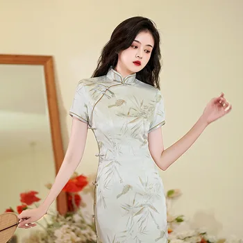 Verão 2023 Melhorado Cheongsam Moda Moderna Meninas de Vestido Plus Retro Trajes de Estilo Chinês, Vestido de Noite para as Mulheres Qipao